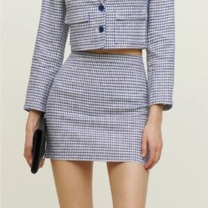 Linen gingham mini skirt
